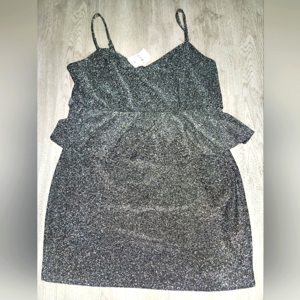 Forever 21 Peplum Dress, Size 3X Black & Grey Sparkle - New with Tags